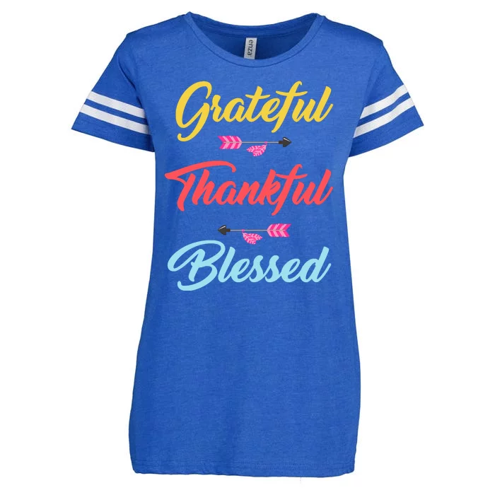 Grateful Thankful Blessed Enza Ladies Jersey Football T-Shirt