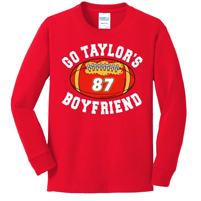 Go TaylorS Boyfriend I Just Here For Travis Kids Long Sleeve Shirt