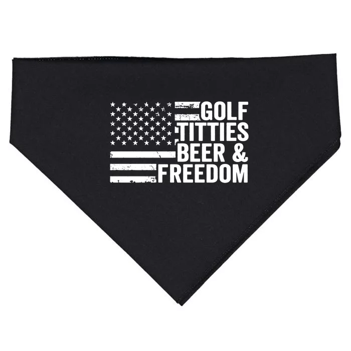 Golf Titties Beer Freedom American Flag Funny USA-Made Doggie Bandana