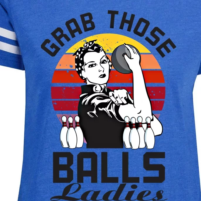 Grab Those Balls Ladies Bowling Retro Fun Bowling Cool Gift Enza Ladies Jersey Football T-Shirt