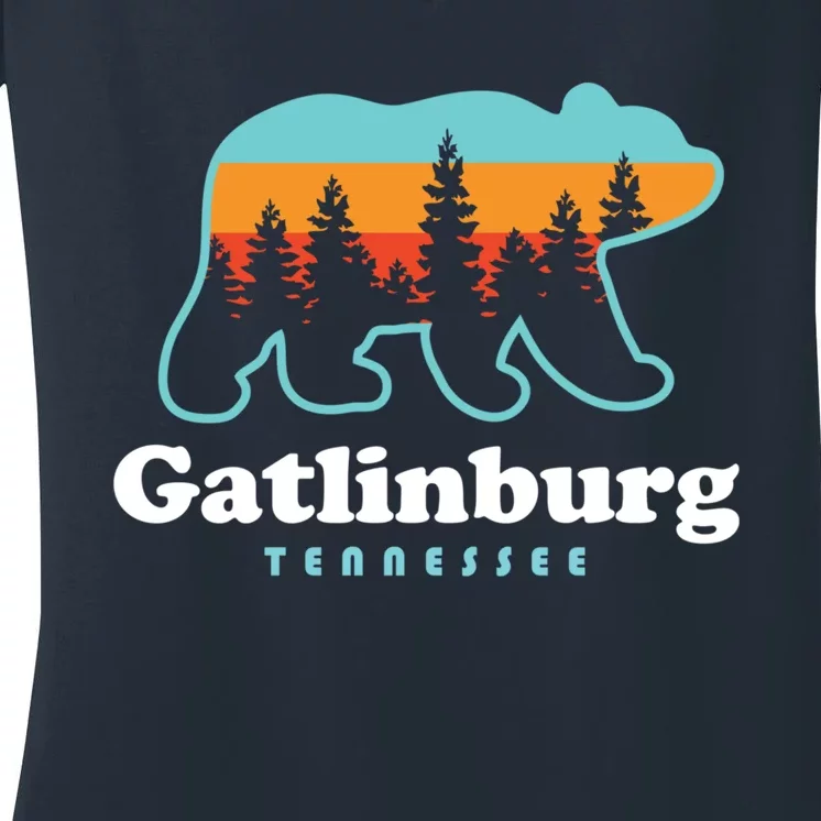 Gatlinburg Tennessee Bear Great Smoky Mountains Women's V-Neck T-Shirt