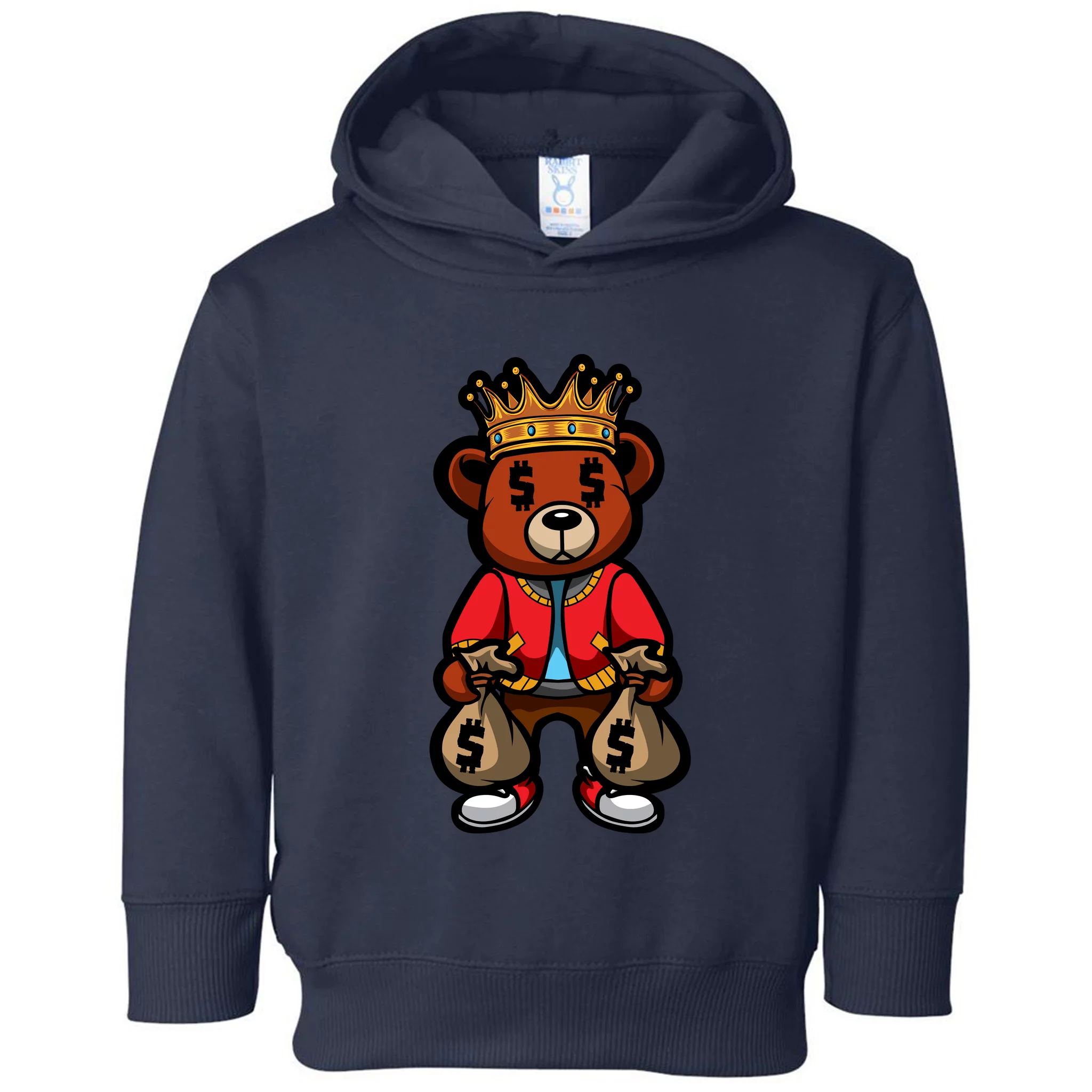 Gangster Teddy Bear King Money Bag Rich Savage Hip Hop Rap Rapper Cartoon  Toddler Hoodie | TeeShirtPalace