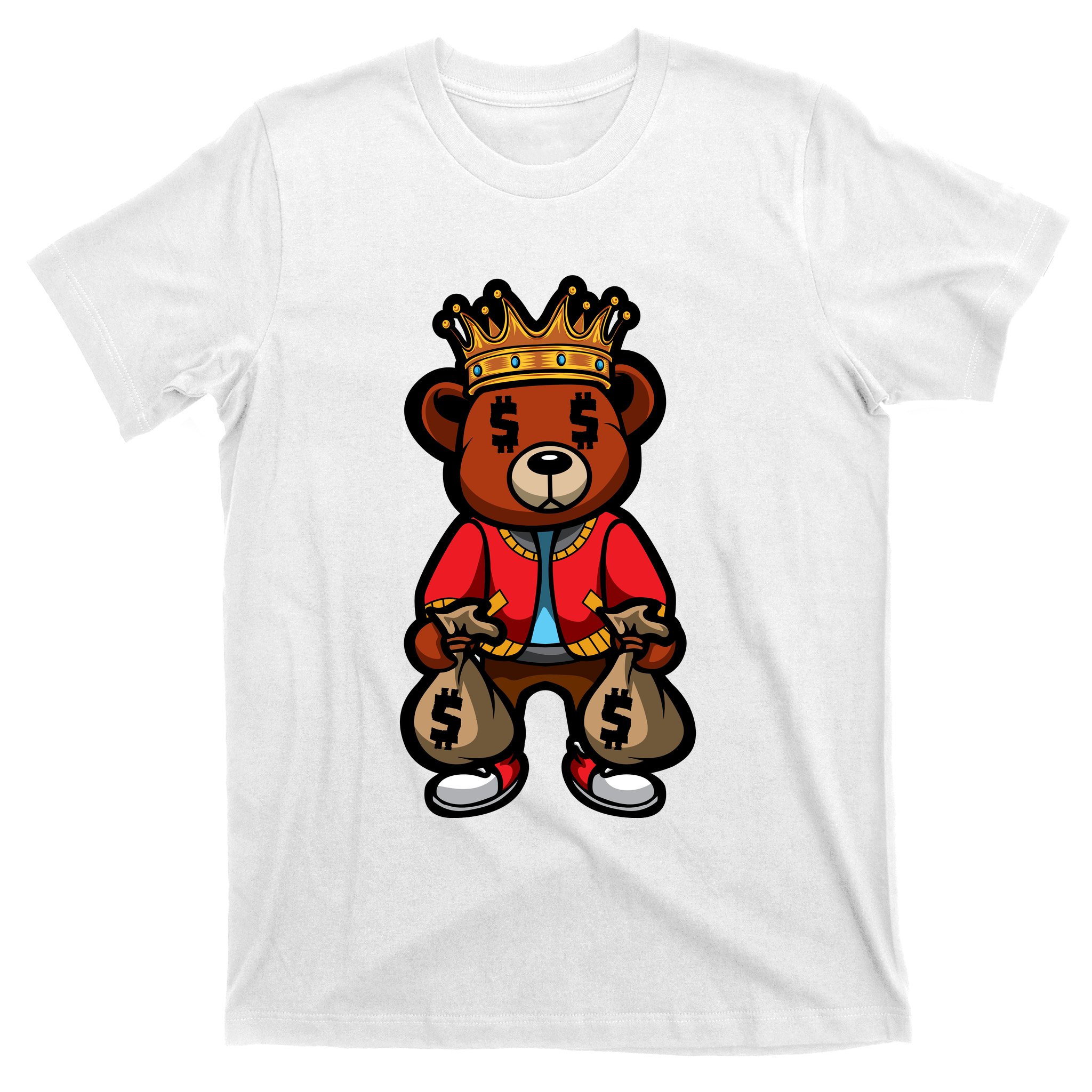 Gangster Teddy Bear King Money Bag Rich Savage Hip Hop Rap Rapper Cartoon T- Shirt | TeeShirtPalace