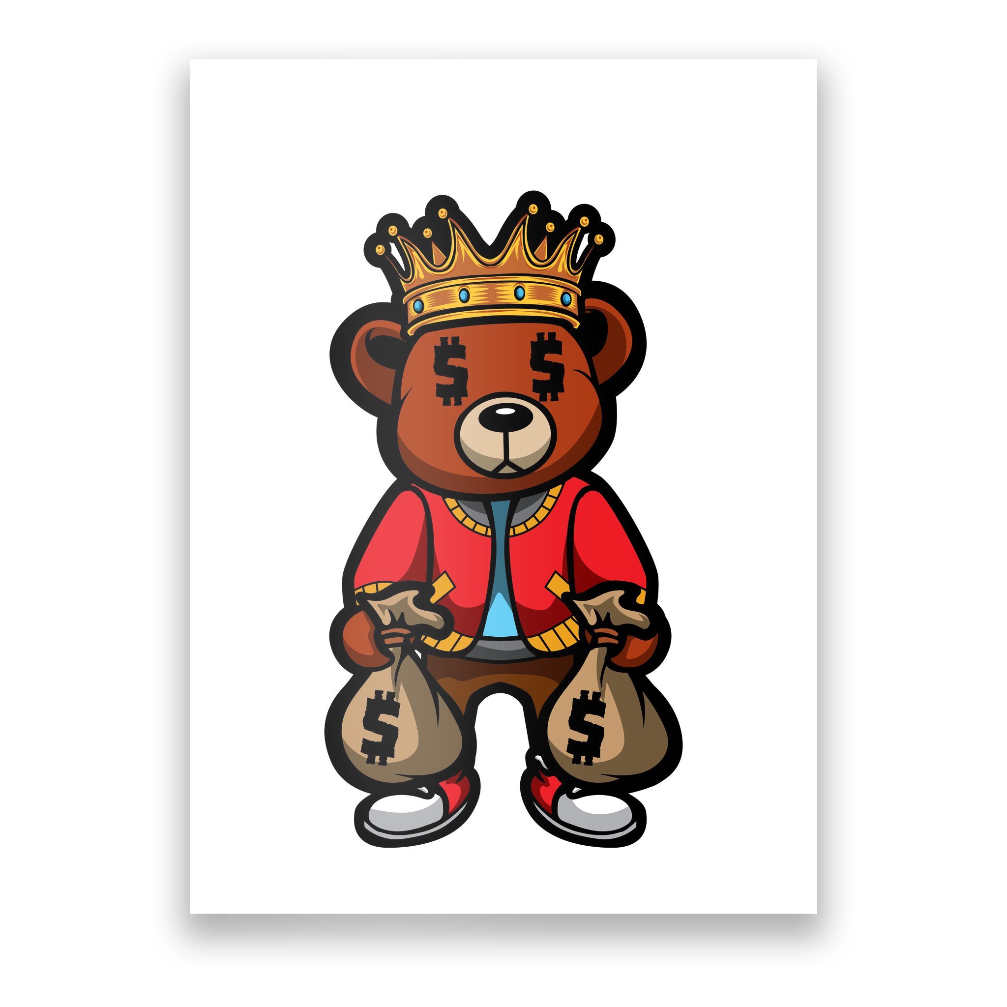 Gangster Teddy Bear King Money Bag Rich Savage Hip Hop Rap Rapper ...