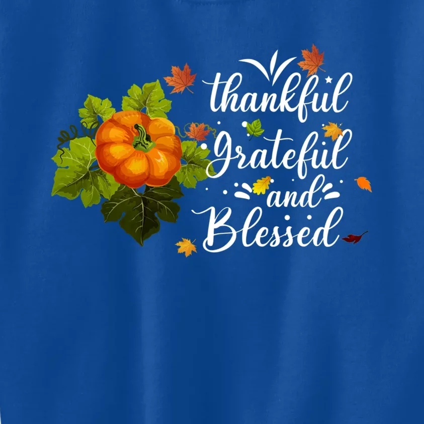 Grateful Thankful Blessed Plaid Leopard Pumpkin Thanksgiving Gift Kids Sweatshirt