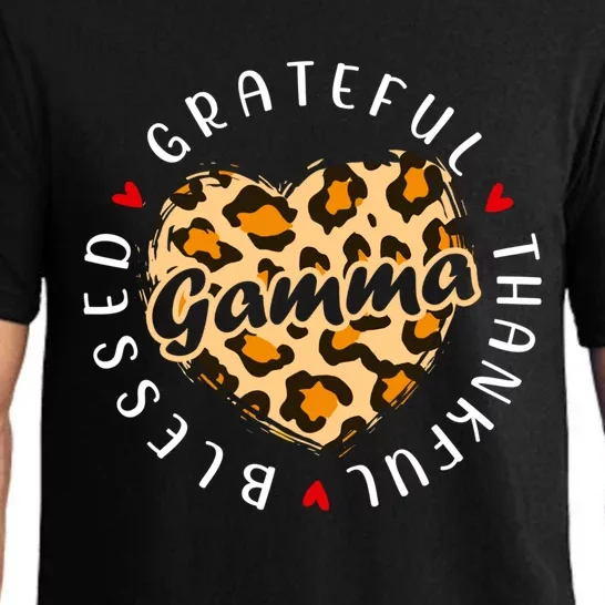 Grateful Thankful Blessed Gamma Leopard Heart Love Grandma Meaningful Gift Pajama Set