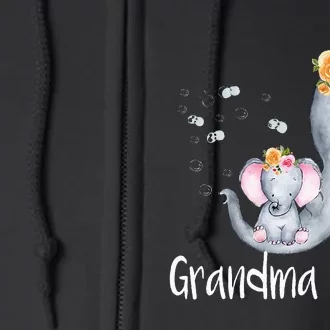 Grandma To Be Elephant Baby Shower For Floral Full Zip Hoodie