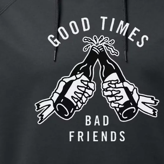 Good Times Bad Friends Beer Cheers Blackwork Performance Fleece Hoodie