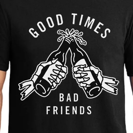 Good Times Bad Friends Beer Cheers Blackwork Pajama Set