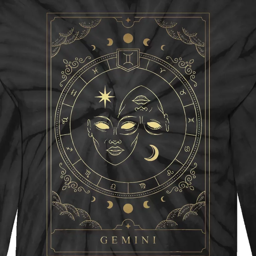 Gemini Tarot Card Zodiac Tie-Dye Long Sleeve Shirt