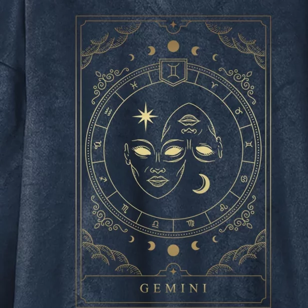 Gemini Tarot Card Zodiac Cute Gift Hooded Wearable Blanket