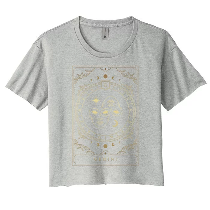 Gemini Tarot Card Zodiac Cute Gift Women's Crop Top Tee