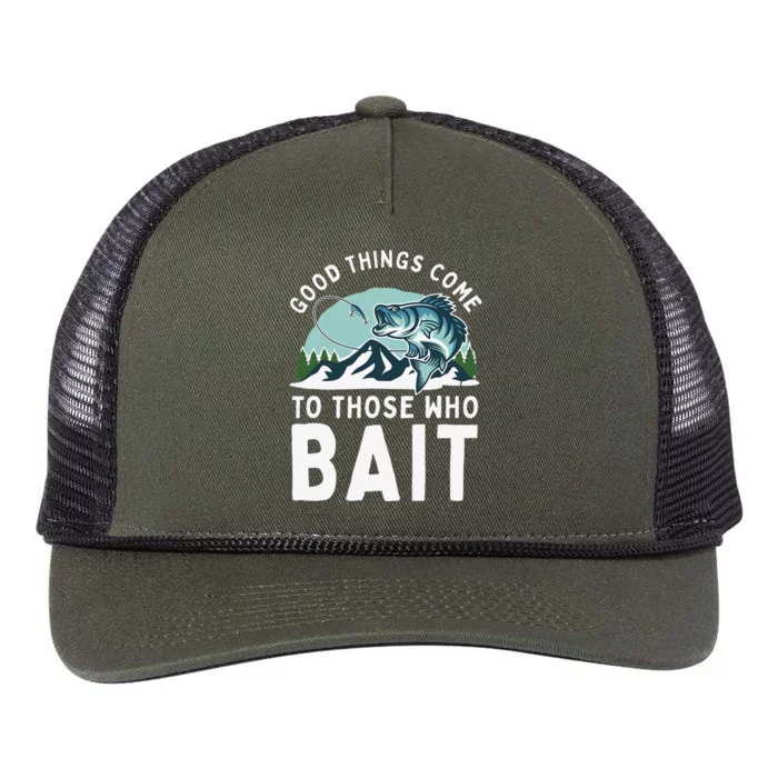 Good Things Come To Those Who Bait Fishermen Gift Fishing Retro Rope Trucker Hat Cap