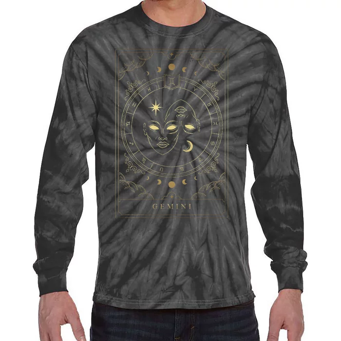 Gemini Tarot Card Zodiac Tie-Dye Long Sleeve Shirt