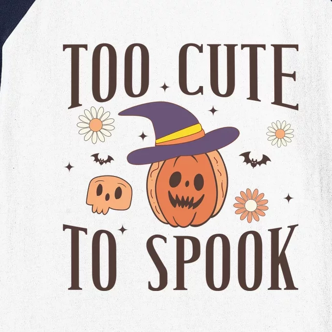 Groovy Too Cute To Spooky Funny Pumpkin Halloween For Women Men Gift Baseball Sleeve Shirt