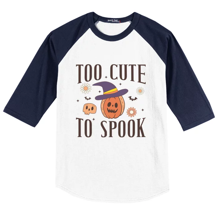 Groovy Too Cute To Spooky Funny Pumpkin Halloween For Women Men Gift Baseball Sleeve Shirt