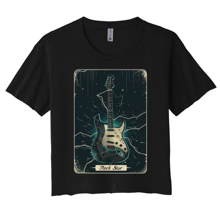 Guitar Tarot Card Musician Design Women's Crop Top Tee