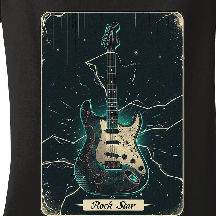 Guitar Tarot Card Musician Design Women's V-Neck T-Shirt