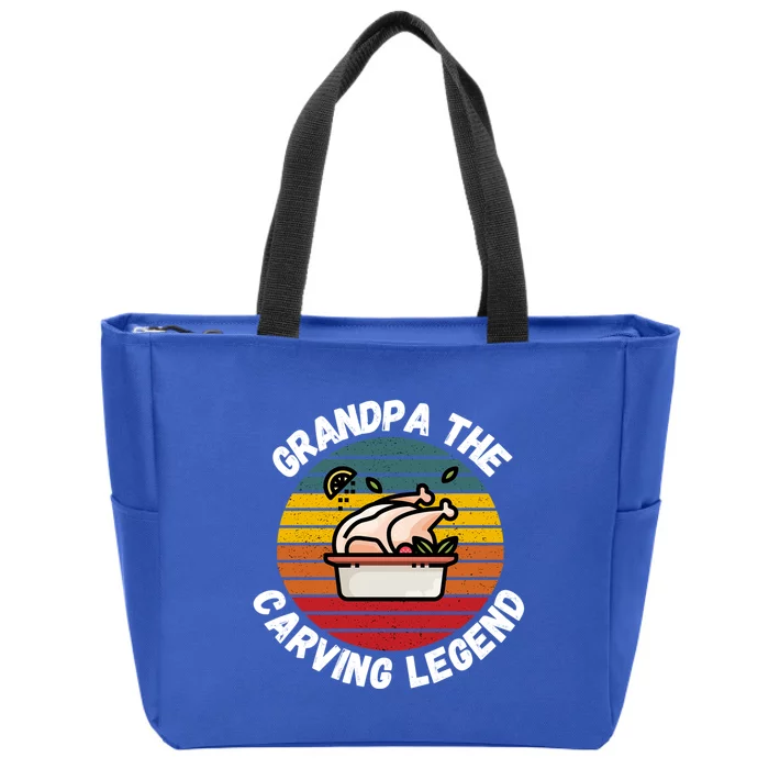 Grandpa The Carving Legend Funny Thanksgiving Family Costume Gift Zip Tote Bag