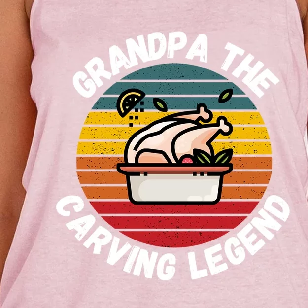 Grandpa The Carving Legend Funny Thanksgiving Family Costume Gift Women's Knotted Racerback Tank