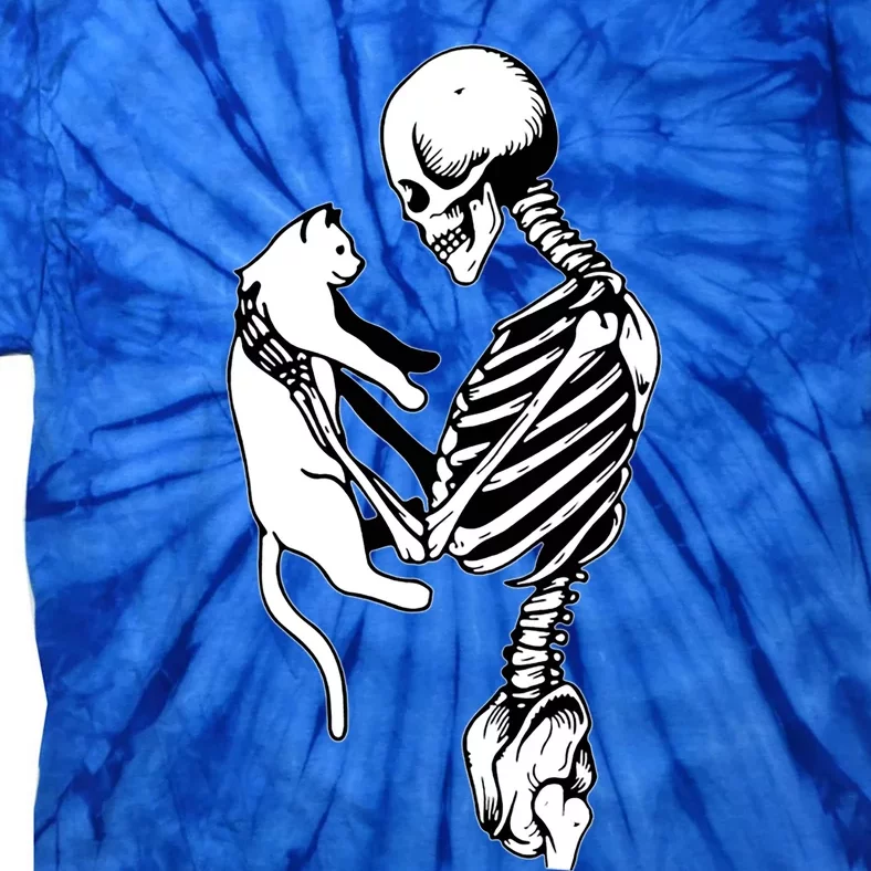 Grab This Cute Skeleton Holding Cat Gift For Your Cat Gift Tie-Dye T-Shirt