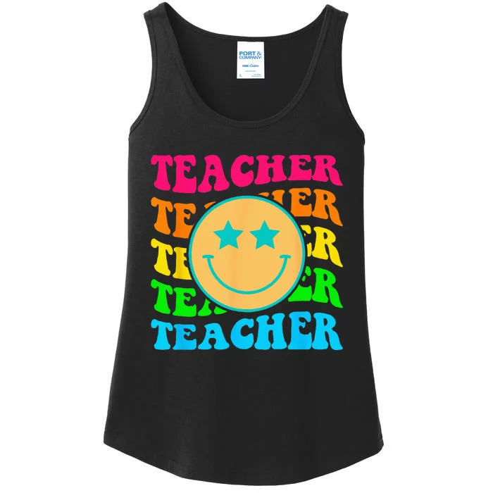 Groovy Teacher Colorful Elementary School Teachers Women Ladies Essential Tank