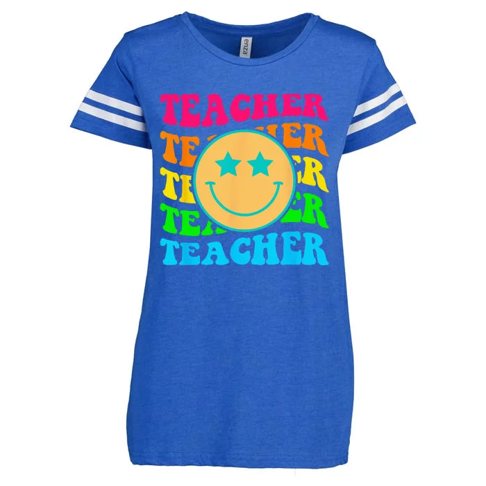 Groovy Teacher Colorful Elementary School Teachers Women Enza Ladies Jersey Football T-Shirt