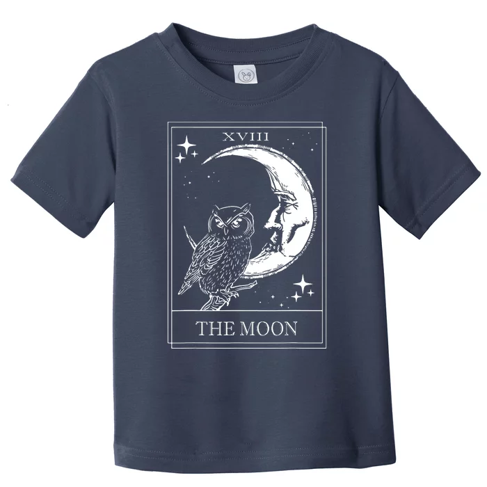 Goth Tarot Card Crescent Moon XVIII 18 With Stars And Owl Toddler T-Shirt