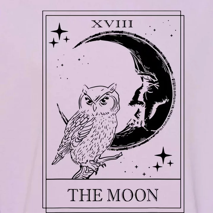 Goth Tarot Card Crescent Moon XVIII 18 With Stars And Owl Garment-Dyed Sweatshirt