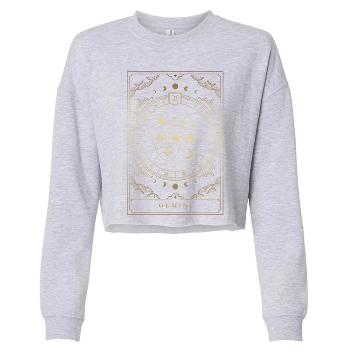 Gemini Tarot Card Zodiac Cool Gift Cropped Pullover Crew