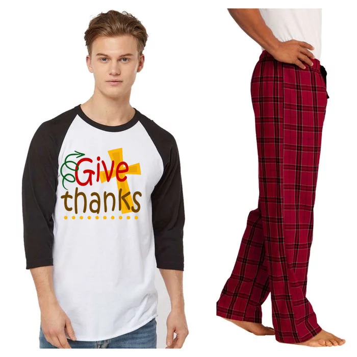 Give Thanks Cross Thanksgiving Raglan Sleeve Pajama Set