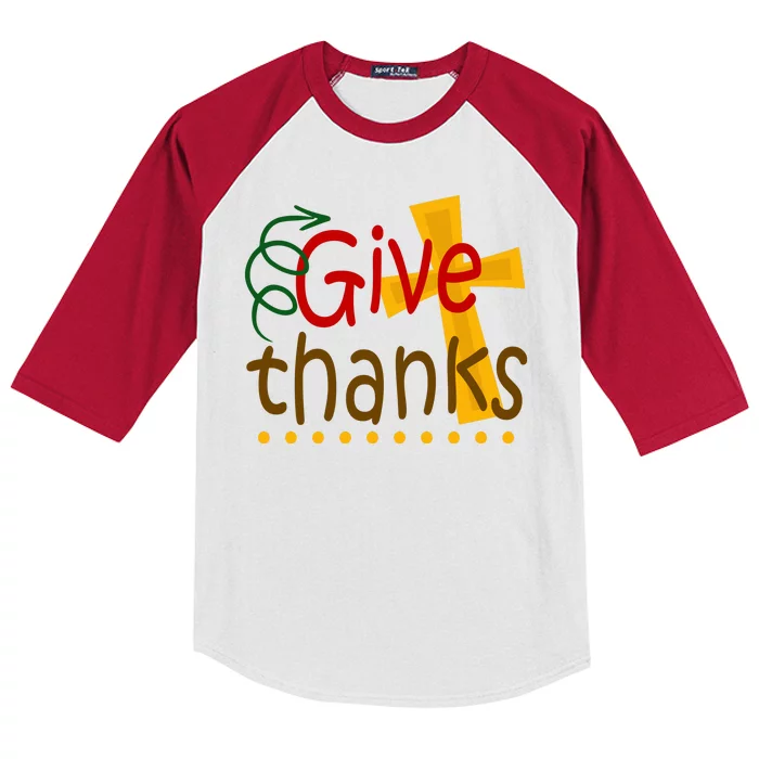 Give Thanks Cross Thanksgiving Kids Colorblock Raglan Jersey