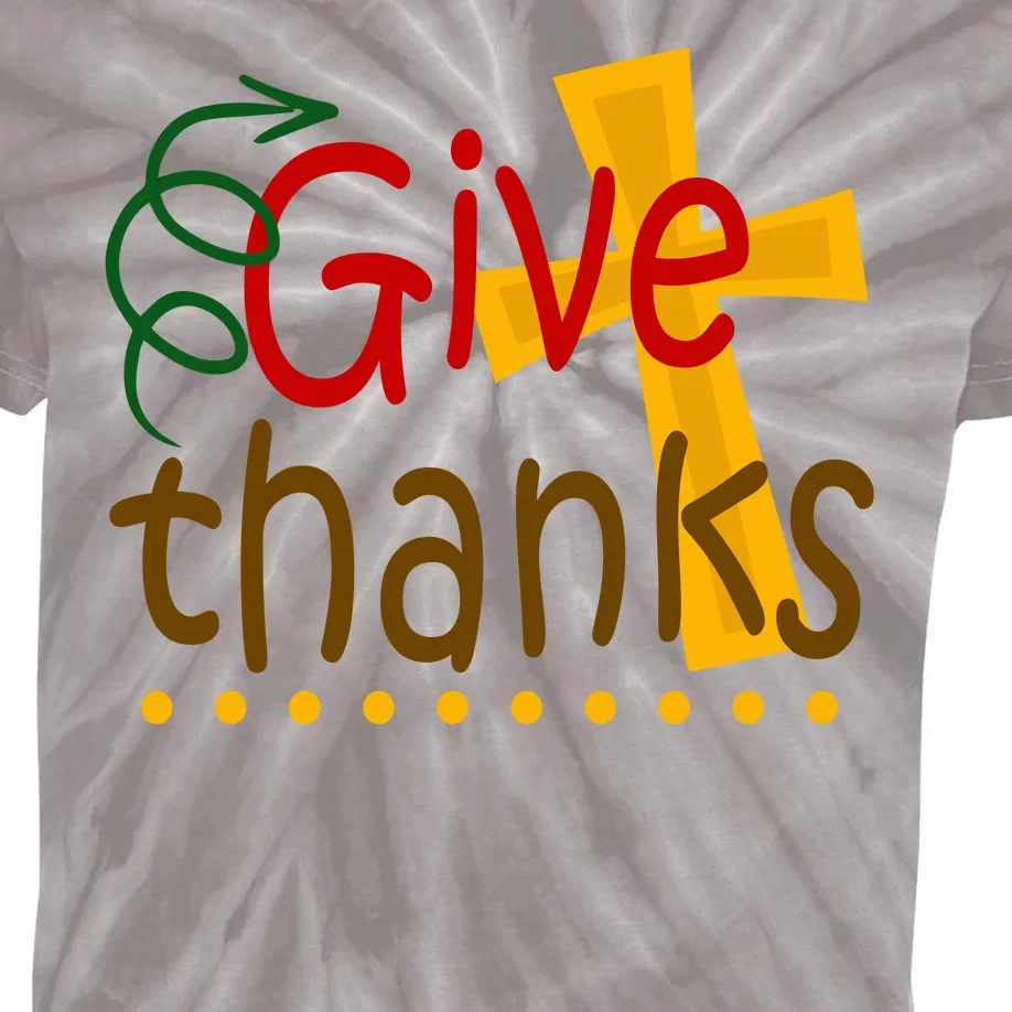 Give Thanks Cross Thanksgiving Kids Tie-Dye T-Shirt