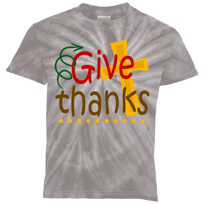 Give Thanks Cross Thanksgiving Kids Tie-Dye T-Shirt