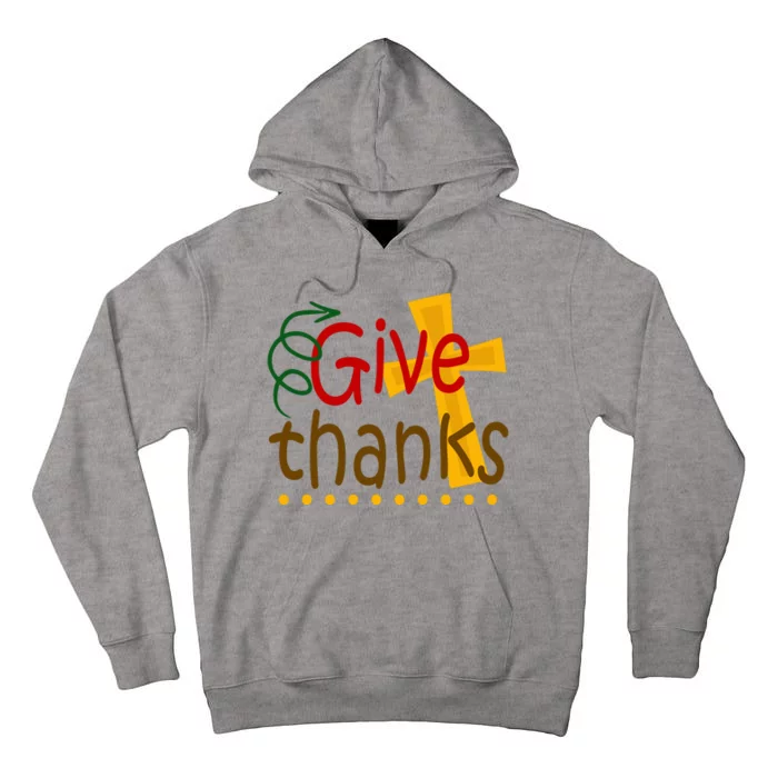 Give Thanks Cross Thanksgiving Tall Hoodie