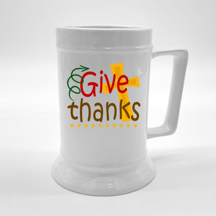 Give Thanks Cross Thanksgiving Front & Back Beer Stein