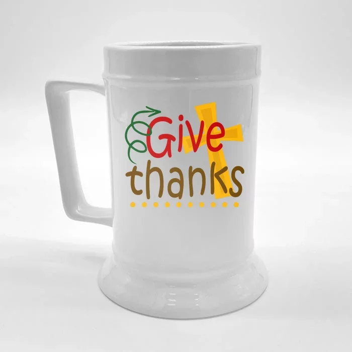 Give Thanks Cross Thanksgiving Front & Back Beer Stein