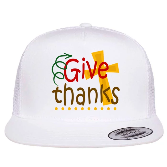 Give Thanks Cross Thanksgiving Flat Bill Trucker Hat