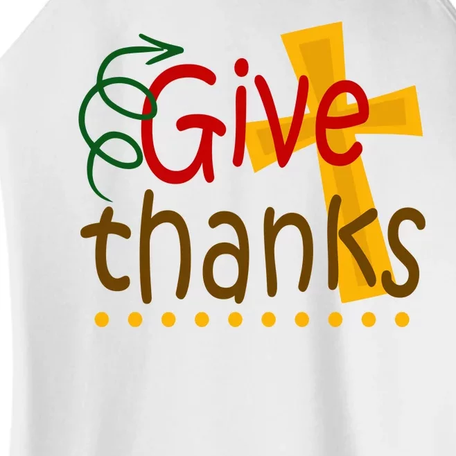 Give Thanks Cross Thanksgiving Women’s Perfect Tri Rocker Tank