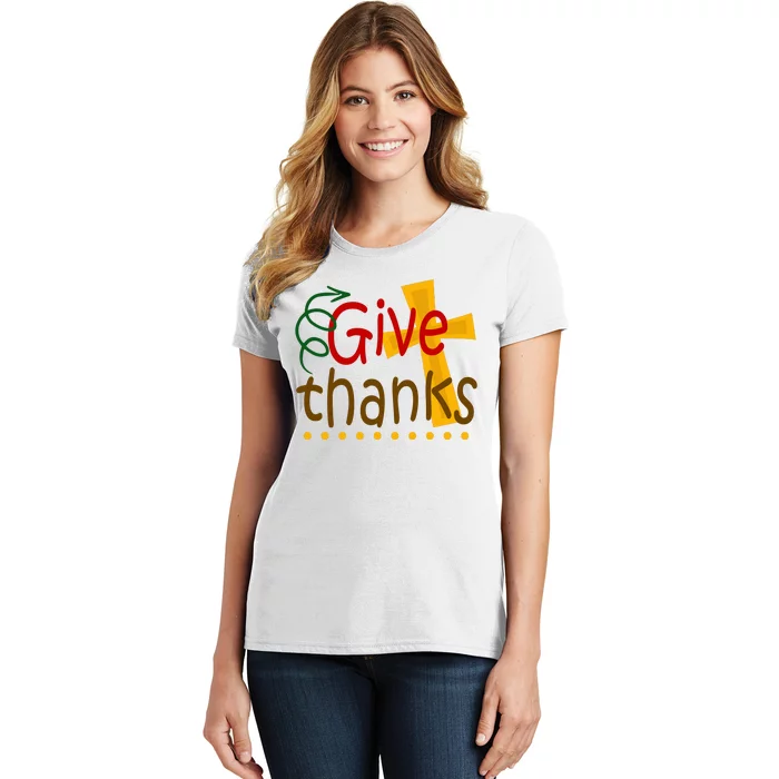 Give Thanks Cross Thanksgiving Women's T-Shirt