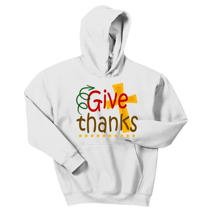 Give Thanks Cross Thanksgiving Kids Hoodie