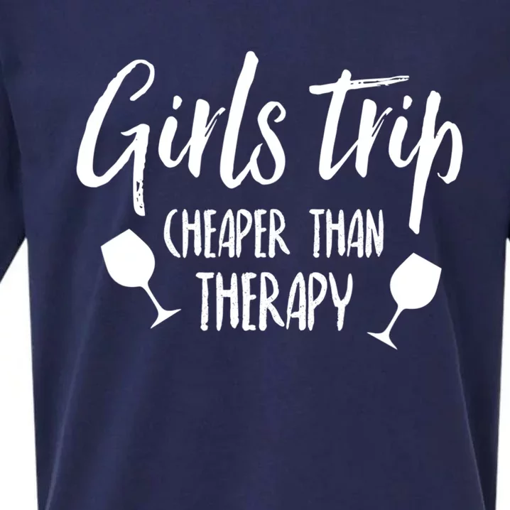 Girls Trip Cheaper Than Therapy Gift Sueded Cloud Jersey T-Shirt