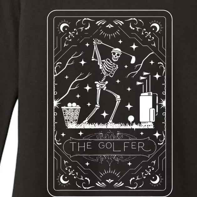 Golfer Tarot Card Celestial Skeleton Golf Player Golfing Womens CVC Long Sleeve Shirt