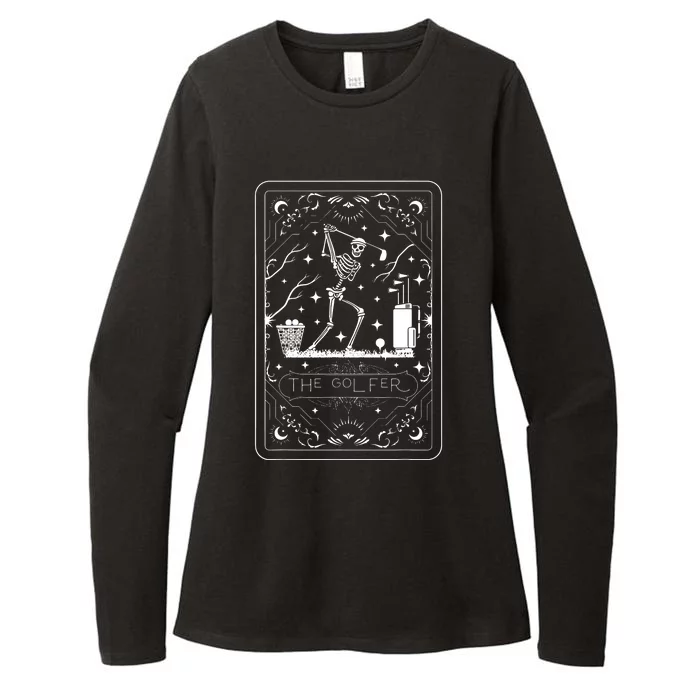 Golfer Tarot Card Celestial Skeleton Golf Player Golfing Womens CVC Long Sleeve Shirt