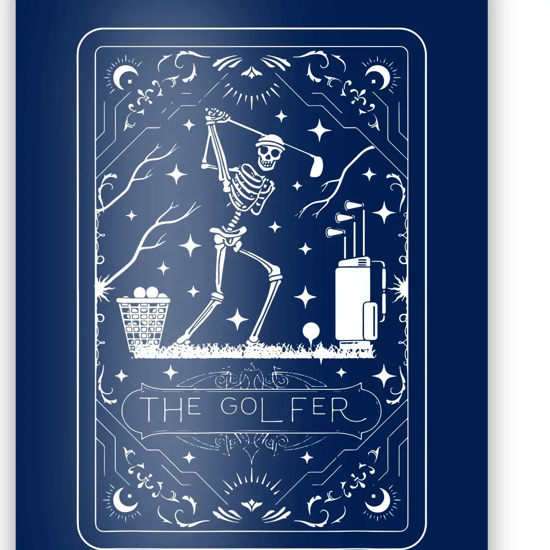 Golfer Tarot Card Celestial Skeleton Golf Player Golfing Poster