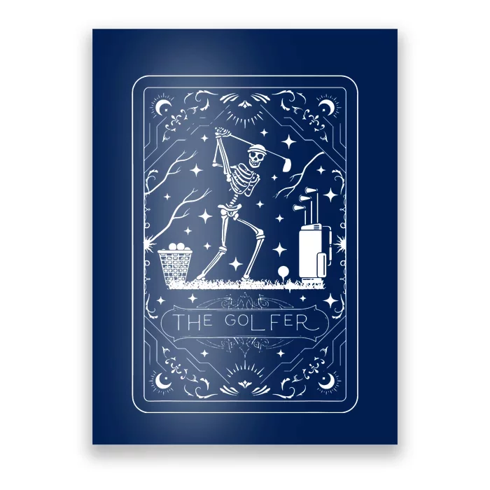 Golfer Tarot Card Celestial Skeleton Golf Player Golfing Poster