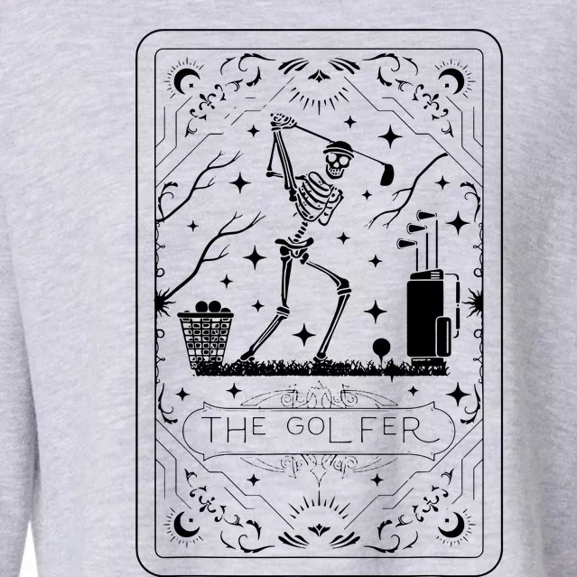 Golfer Tarot Card Celestial Skeleton Golf Player Golfing Cropped Pullover Crew