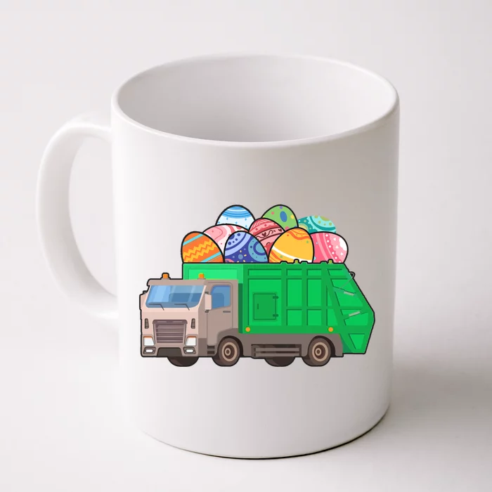 Garbage Truck Carrying Easter Egg Happy Easter Garbage Truck Gift Front & Back Coffee Mug