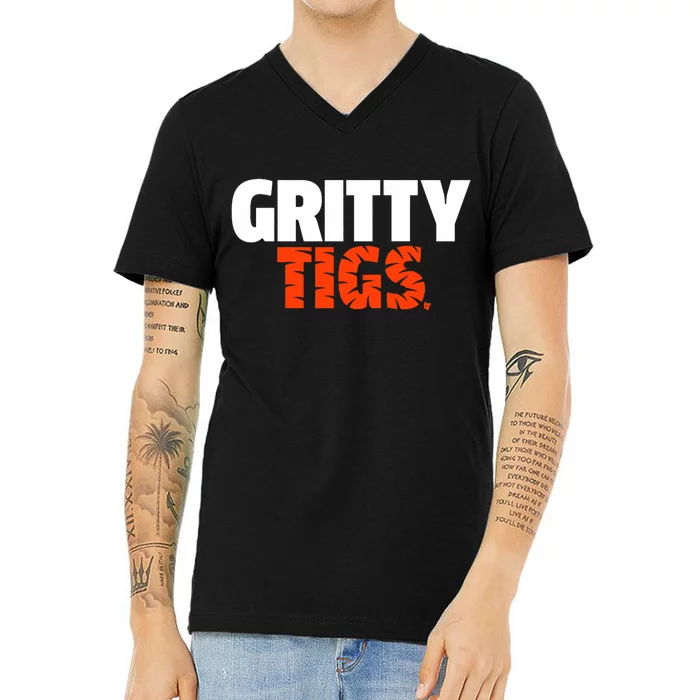 Gritty Tigs Detroit Baseball V-Neck T-Shirt