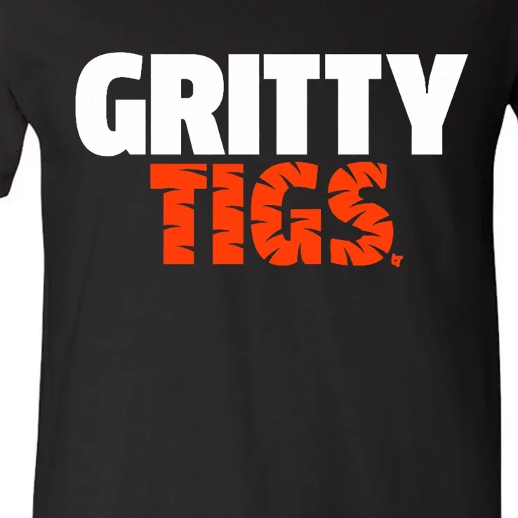 Gritty Tigs Detroit Baseball V-Neck T-Shirt